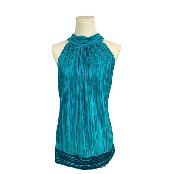Heart Soul Womens Turquoise Sleeveless Halter Neck Top L Polyester - Picture 1 of 6